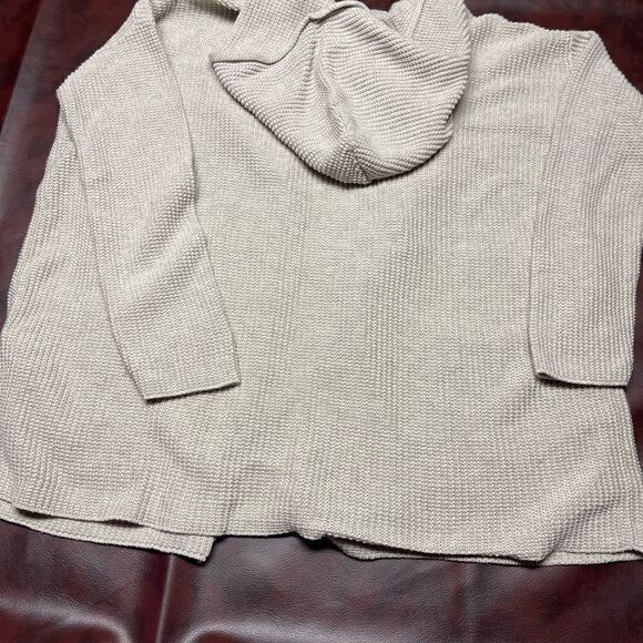 Eileen‎ Fisher beige tan open front cardigan with hood, size XXS - Picture 16 of 16